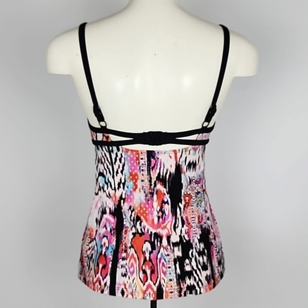 Seafolly Beach Women's Gypsy Nectarine Tankini Top White Pink Black Trim 6 - Picture 3 of 16